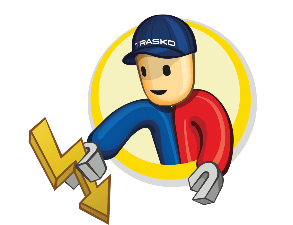 Ilustrace pracovníka Trasko s kladivem a ochranným helmou na projektu MaR.